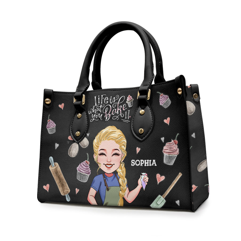 Life Is What You Bake It - Personalized Baking Leather Handbag