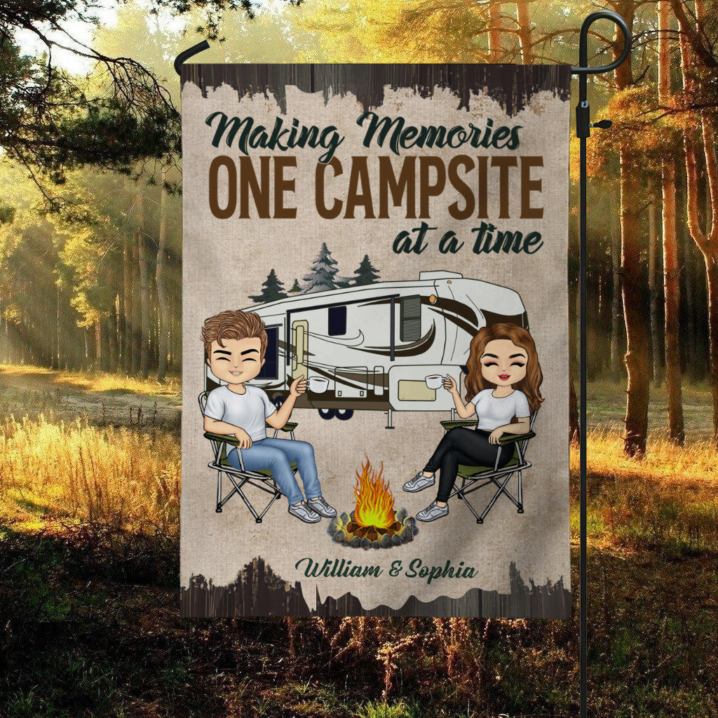 Making Memories - Personalized Couple Camping Garden Flag