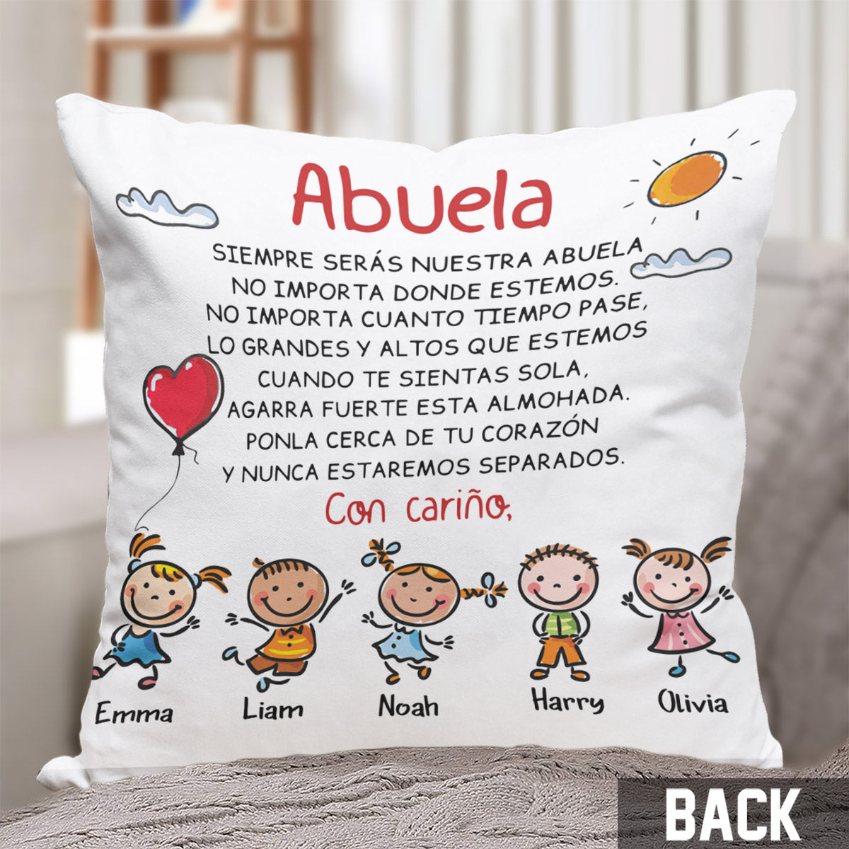 Grandma Spanish - Personalized Mother's Day Grandma Throw Pillow
