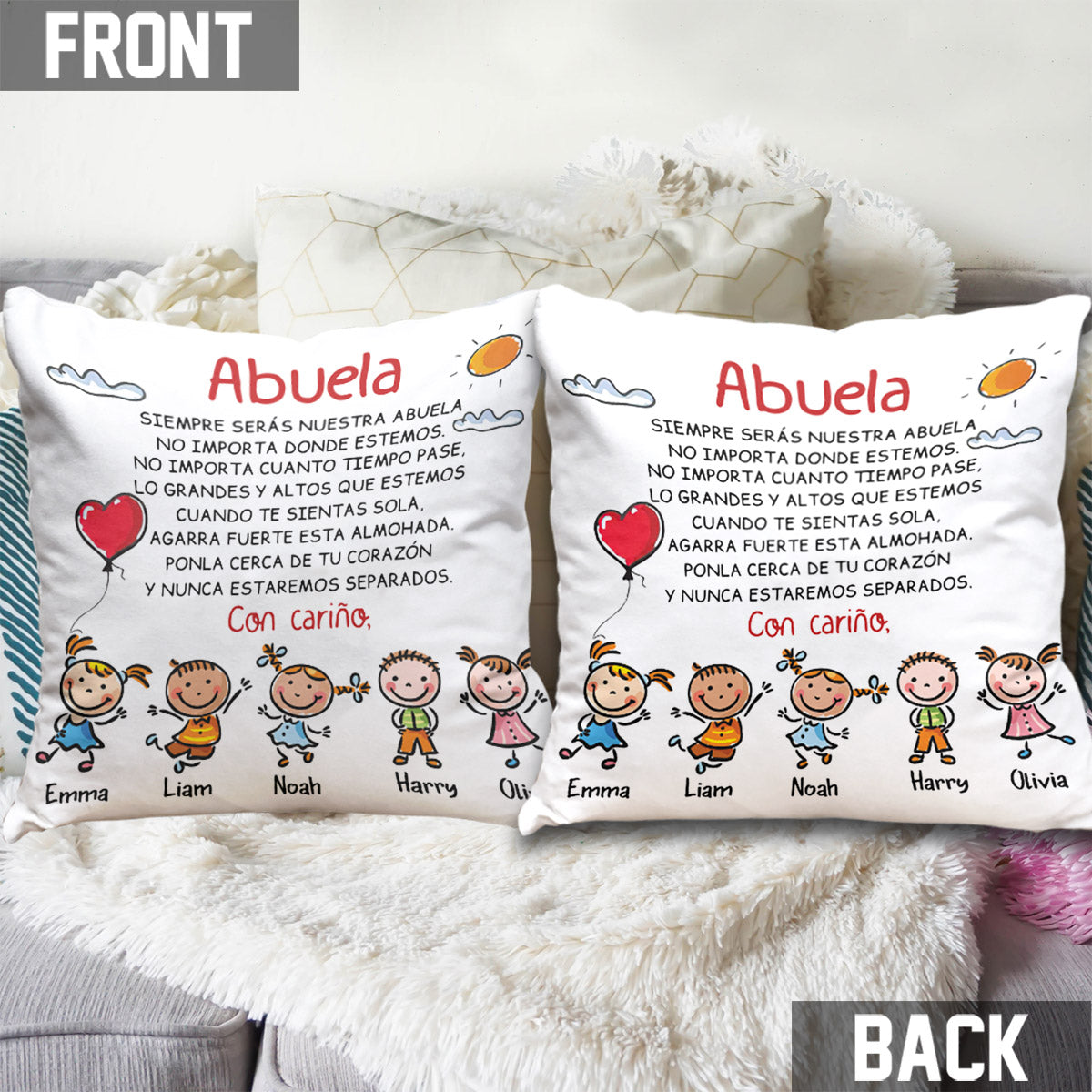 Grandma Spanish - Personalized Mother's Day Grandma Throw Pillow