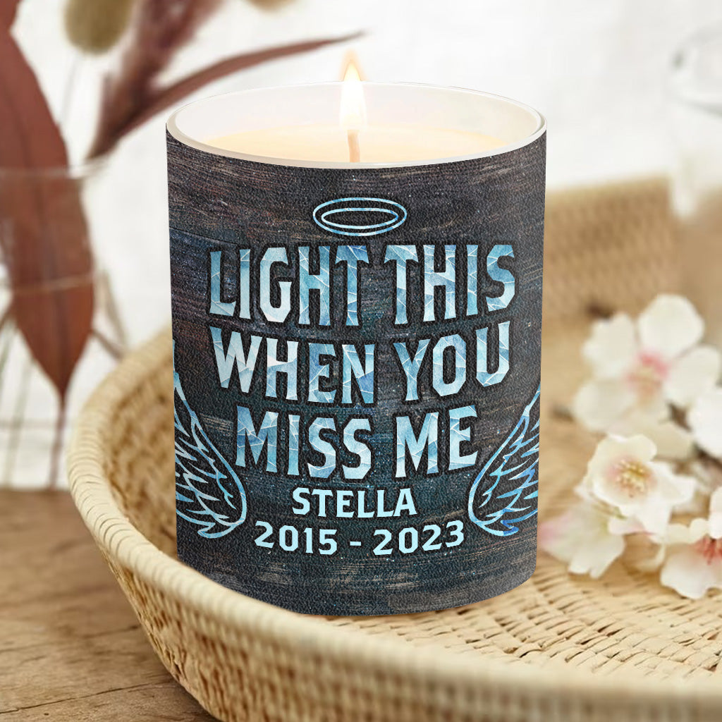 Light This When You Miss Me - Personalized Dog Candle With Wooden Lid