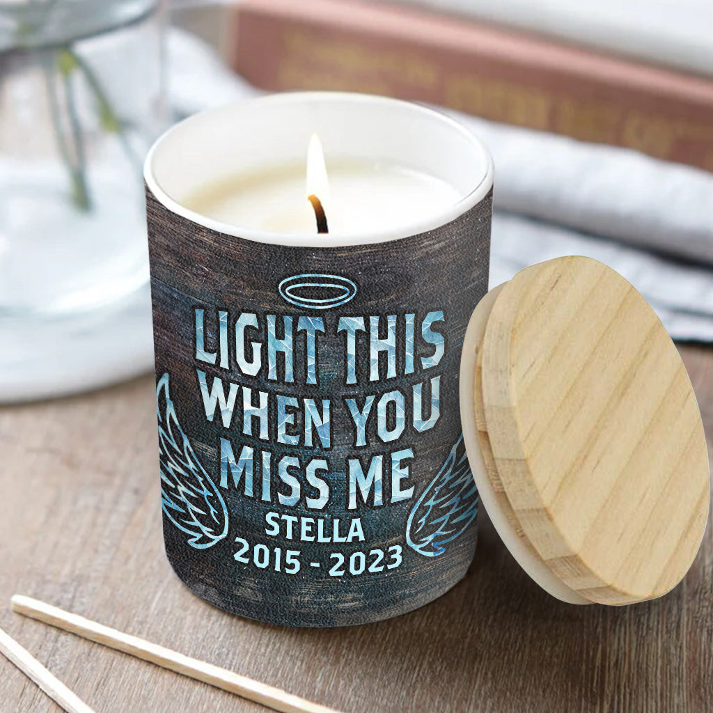 Light This When You Miss Me - Personalized Dog Candle With Wooden Lid