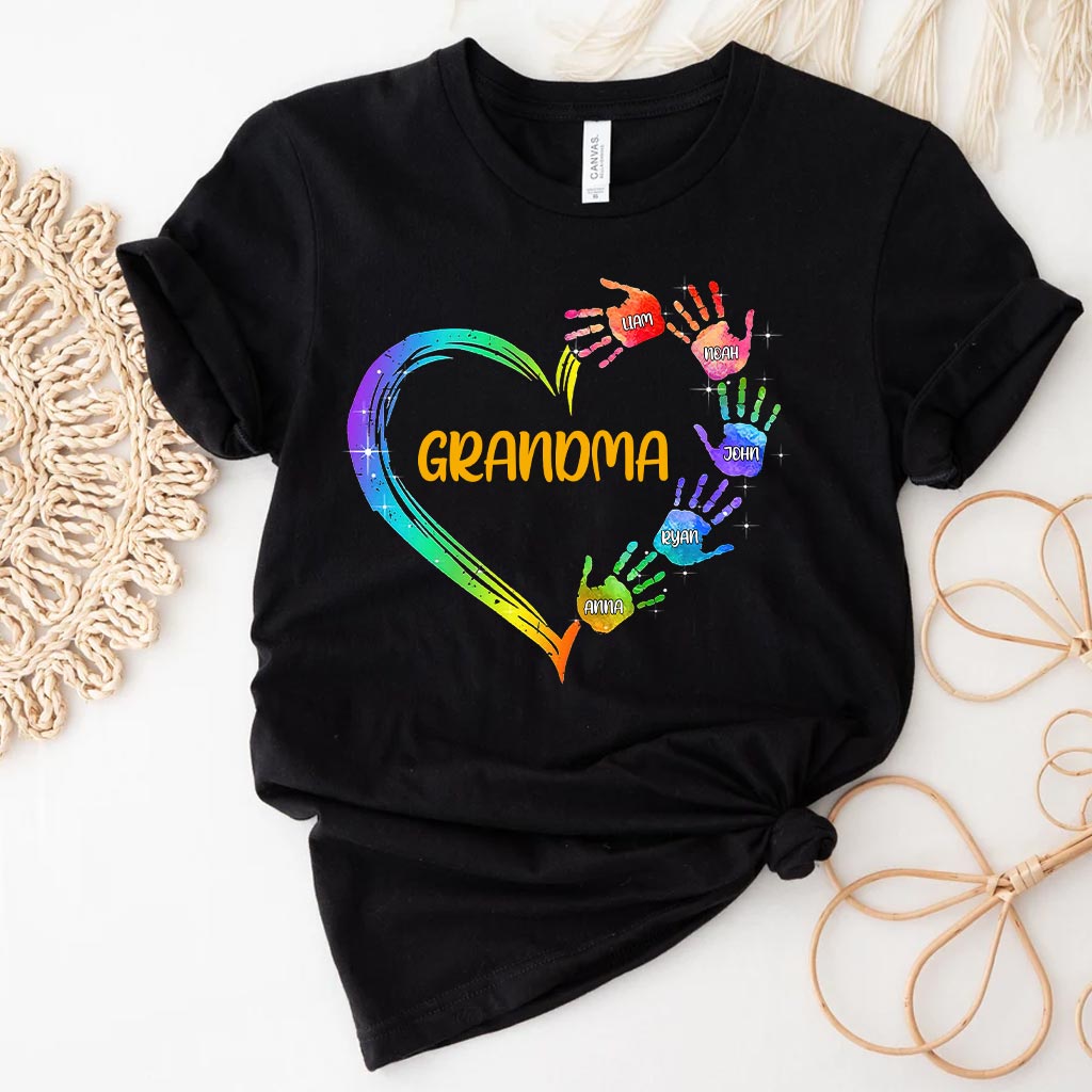 Grandma Heart Prints - Personalized Grandma T-shirt and Hoodie