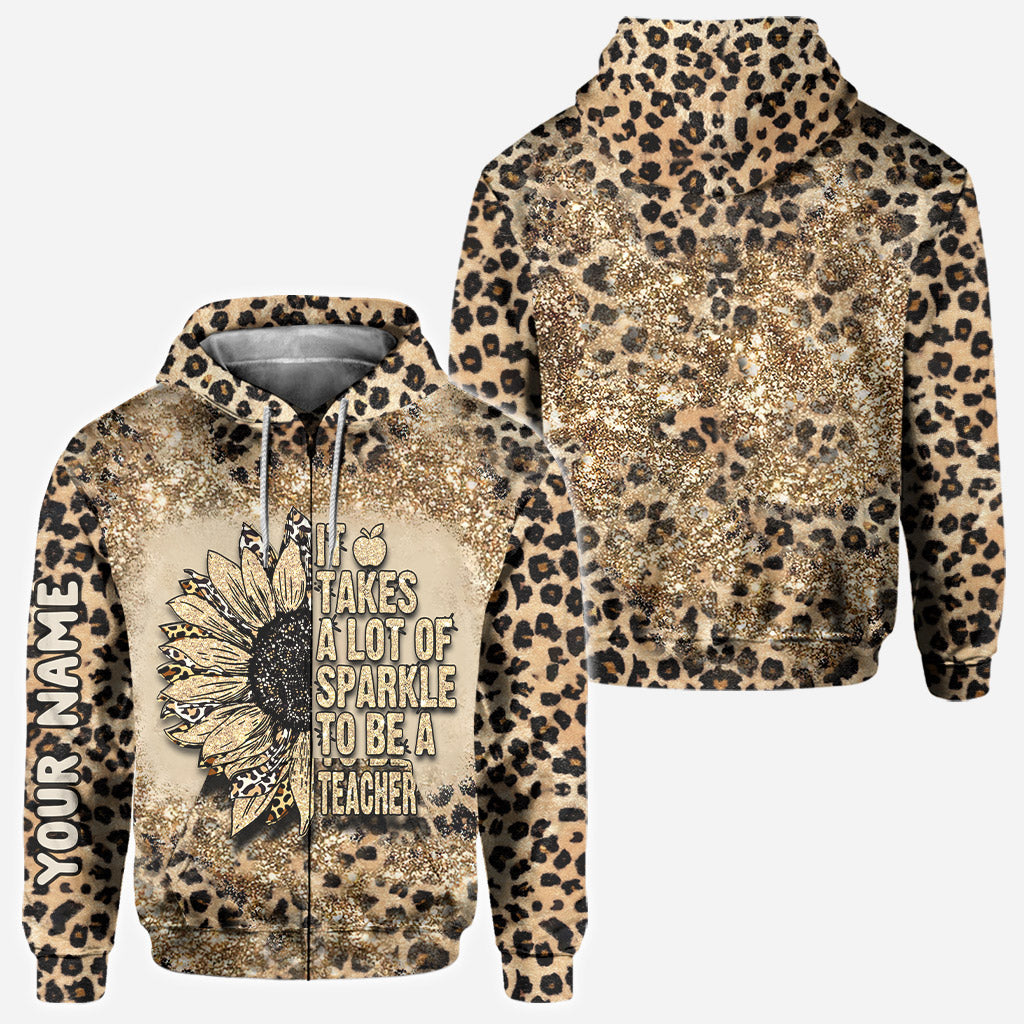 Be A Teacher - Personalized All Over T-shirt and Hoodie With Faux Glitter Print