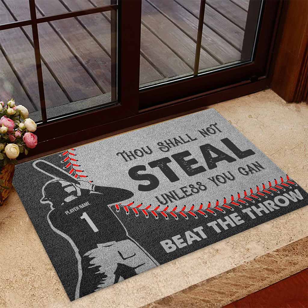 Thou Shall Not Steal - Personalized Baseball Doormat