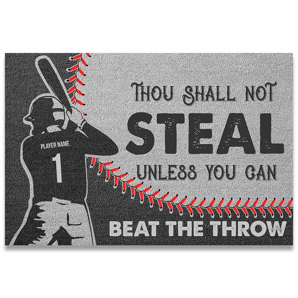 Thou Shall Not Steal - Personalized Baseball Doormat