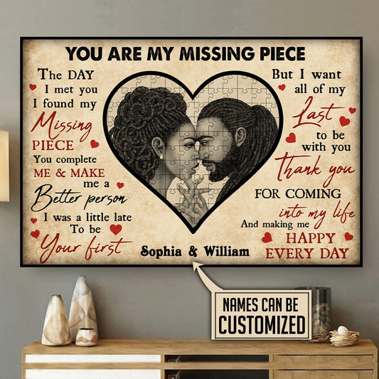 You Are My Missing Piece - Personalized Couple Canvas and Poster 0124
