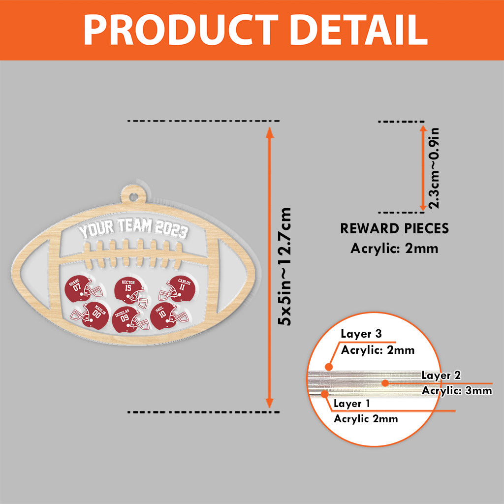 Fußballmannschaft – Personalisierter dreilagiger Fußball-Schüttelornament