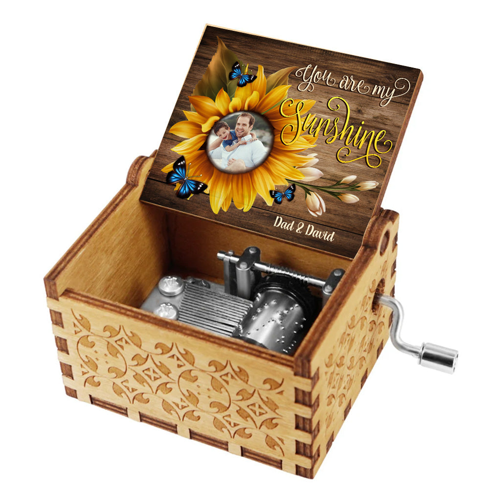 You Are My Sunshine - Gift for mom, grandma, dad, grandpa, daughter, son, granddaughter, grandson, sister, brother, friend, wife, husband - Personalized Hand Crank Music Box