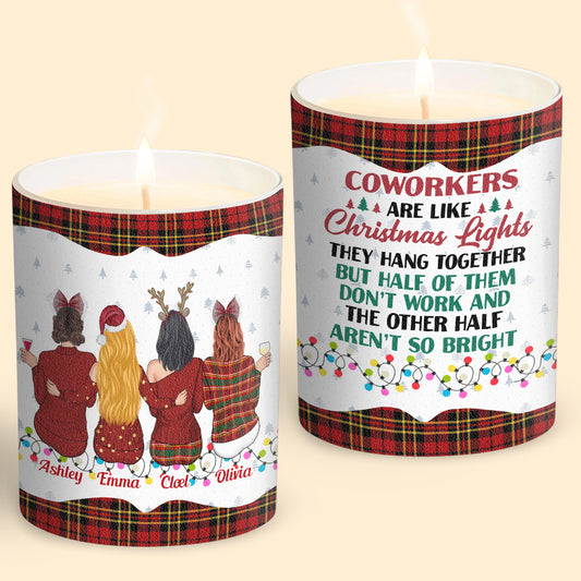 Coworkers Are Like Christmas Lights - Personalized Colleague Candle With Wooden Lid