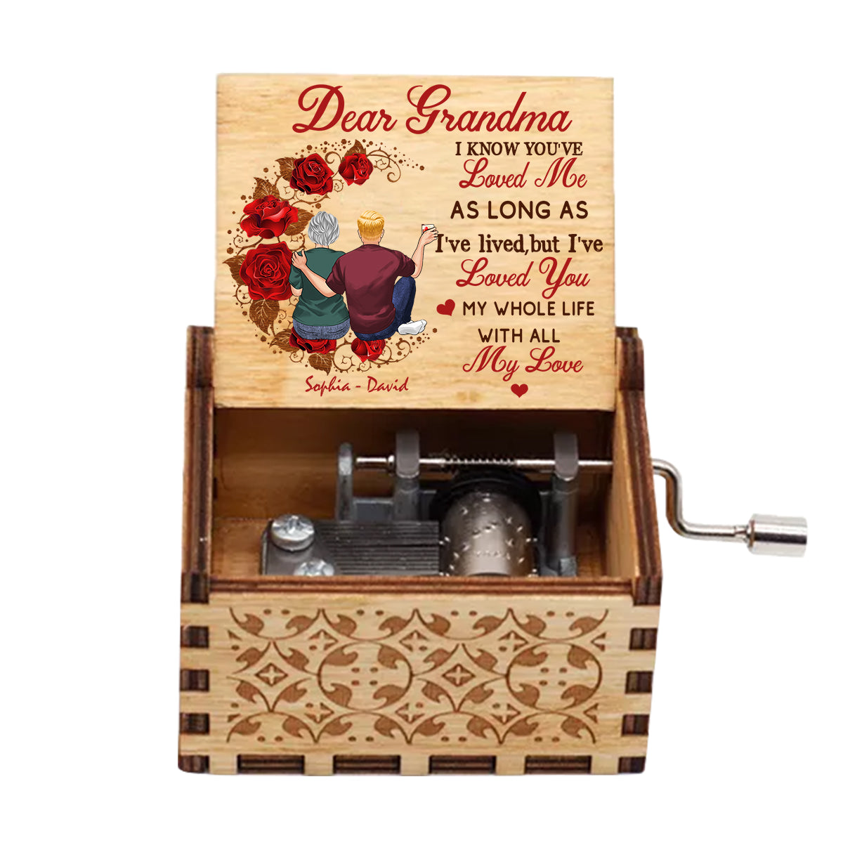 Mom I've Loved You - Gift for mom, grandma, husband, wife, aunt, sister, brother - Personalized Hand Crank Music Box