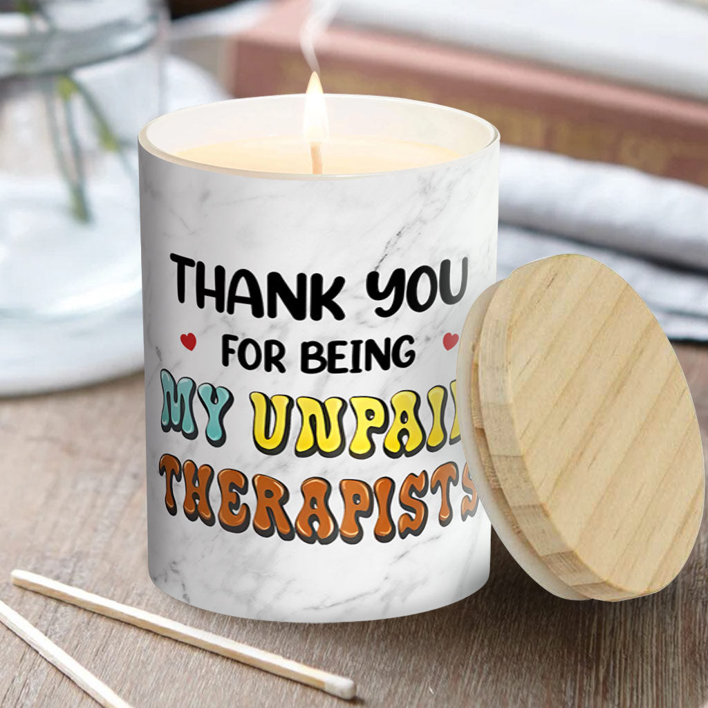 Thank You For Being My Unpaid Therapist - Personalized Bestie Candle With Wooden Lid