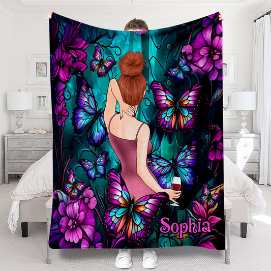Just A Girl Who Loves Butterflies - Personalized Butterfly Blanket
