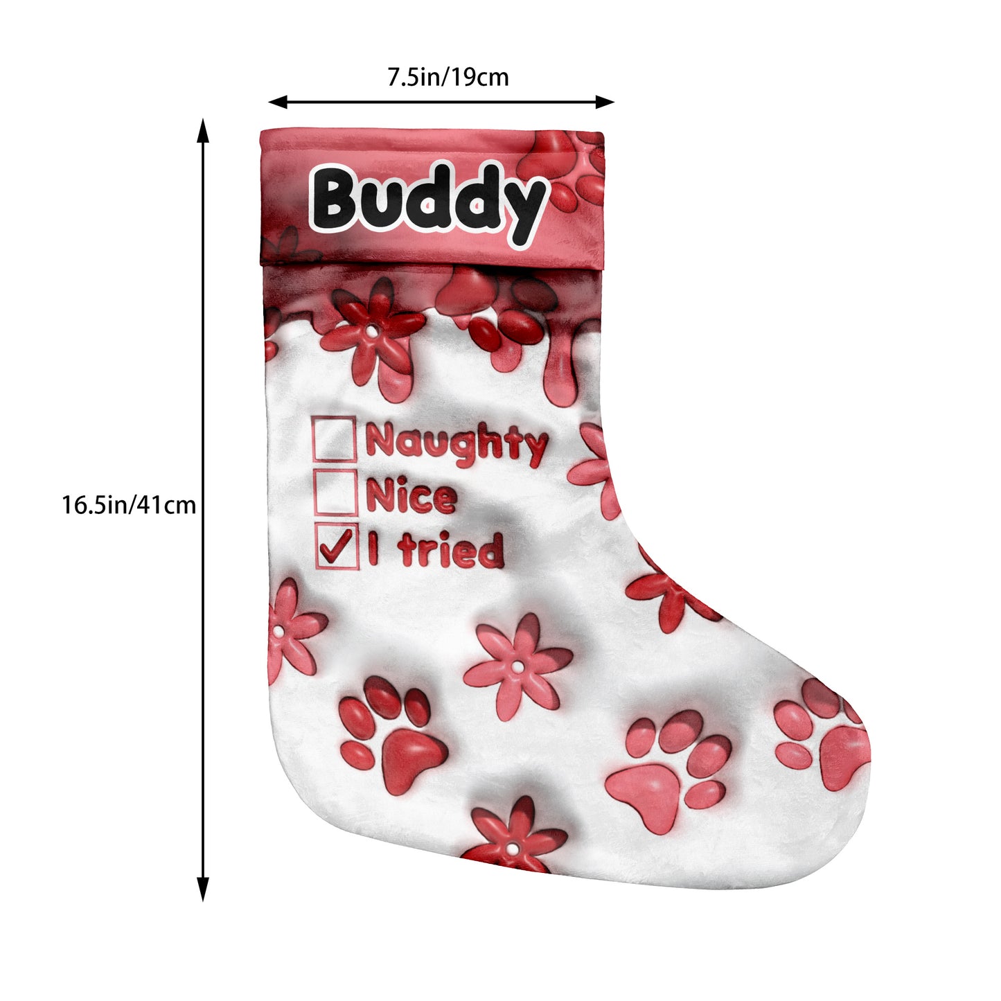 Naughty Nice I Tried - Personalized Dog Christmas Stockings