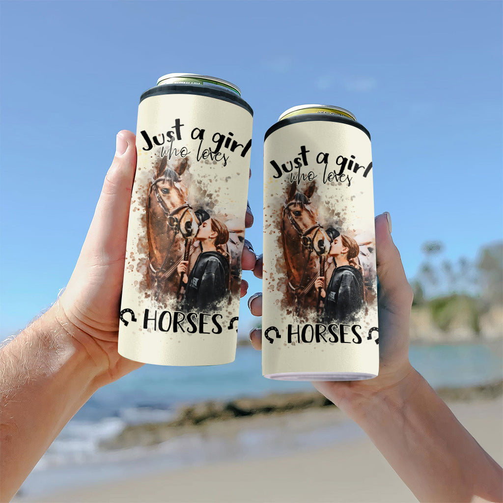 Just A Girl Who Loves Horses - Personalized Horse Can Cooler