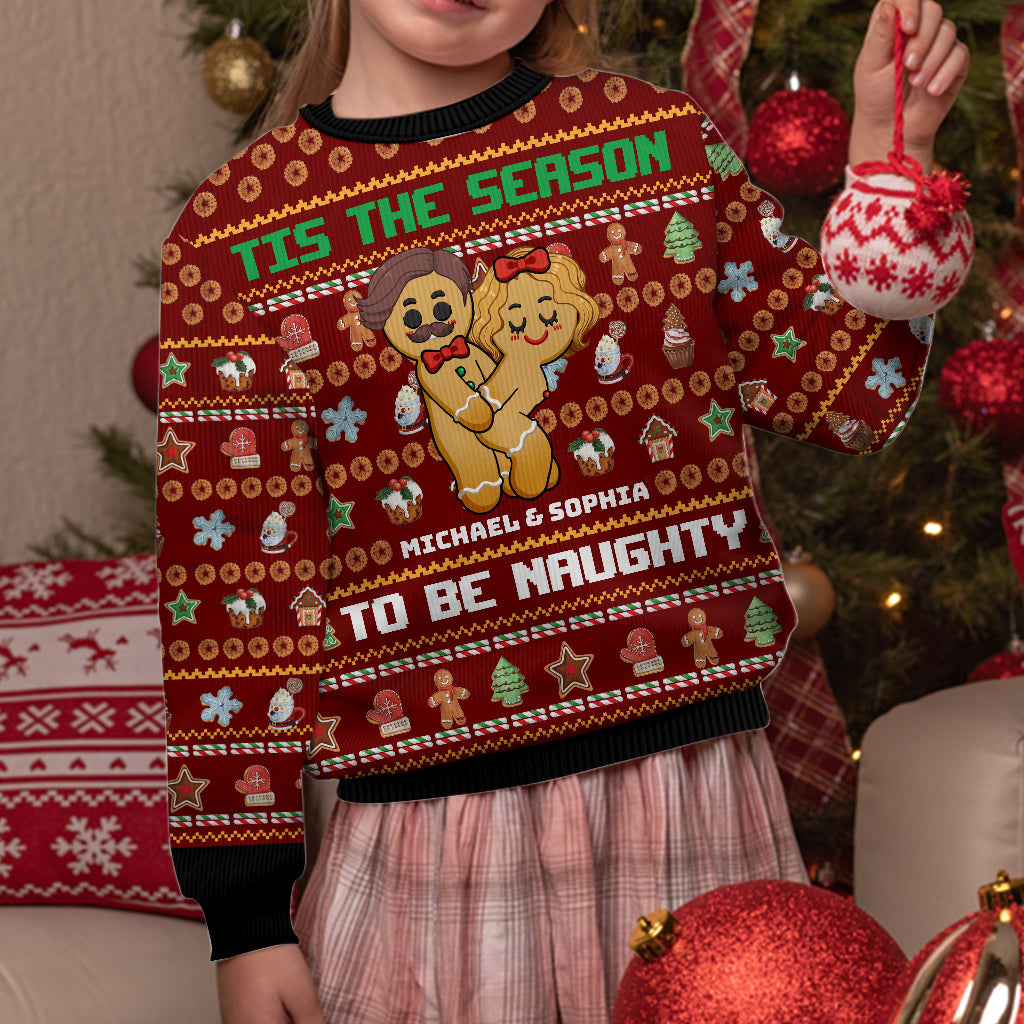 Tis The Season To Be Naughty - Personalized Couple Ugly Sweater