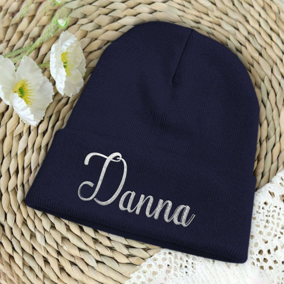 Custom Name - Personalized Newborn Embroidered Beanie