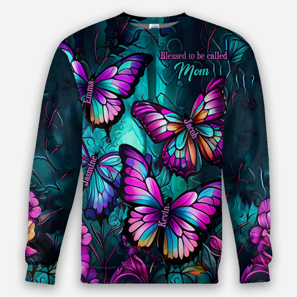 Grandma's Butterflies - Personalized Grandma All Over Shirt