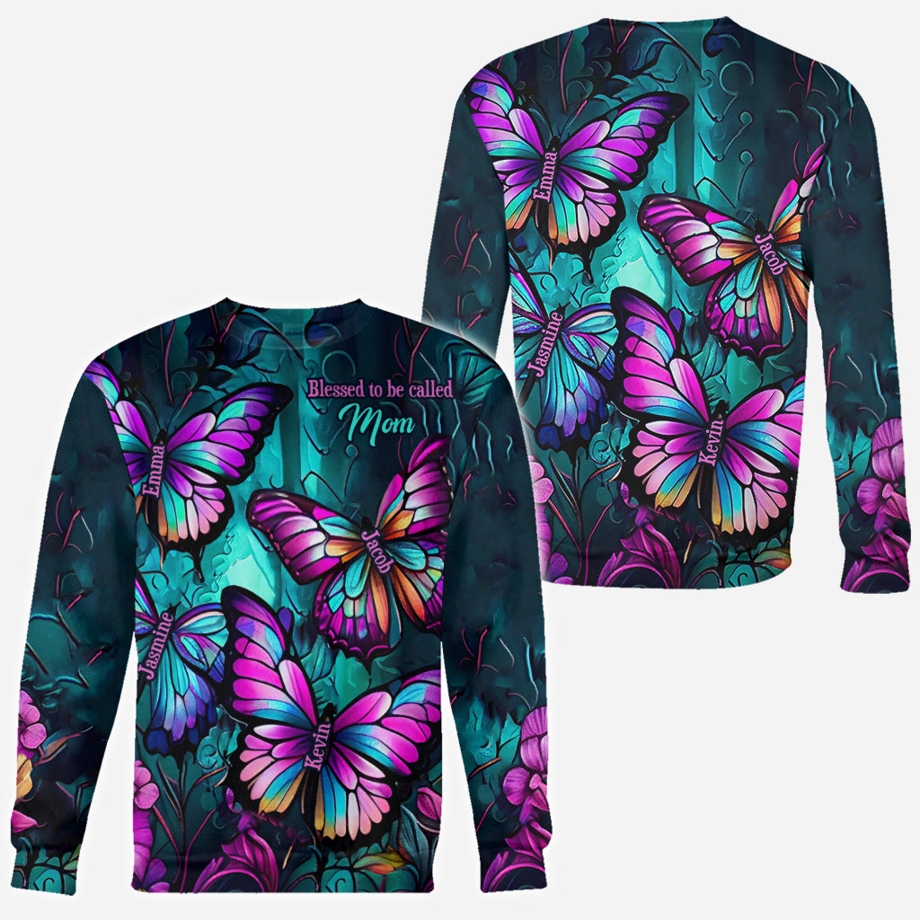 Grandma's Butterflies - Personalized Grandma All Over Shirt