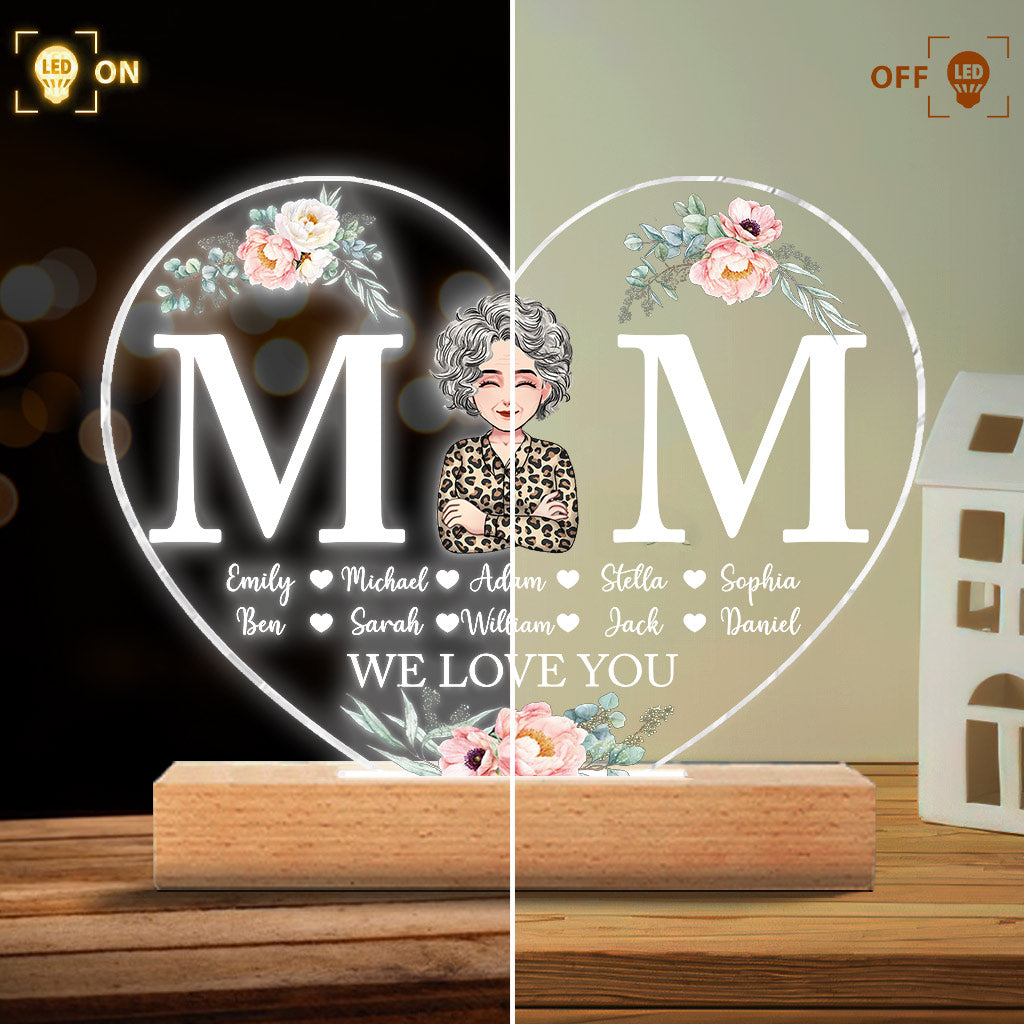 Mom - Personalized Mother's Day Mother Shaped Plaque Light Base