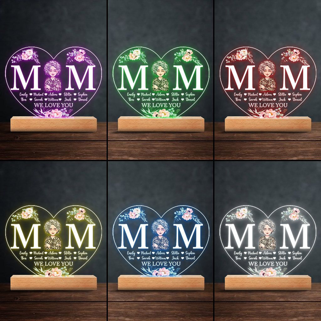 Mom - Personalized Mother's Day Mother Shaped Plaque Light Base