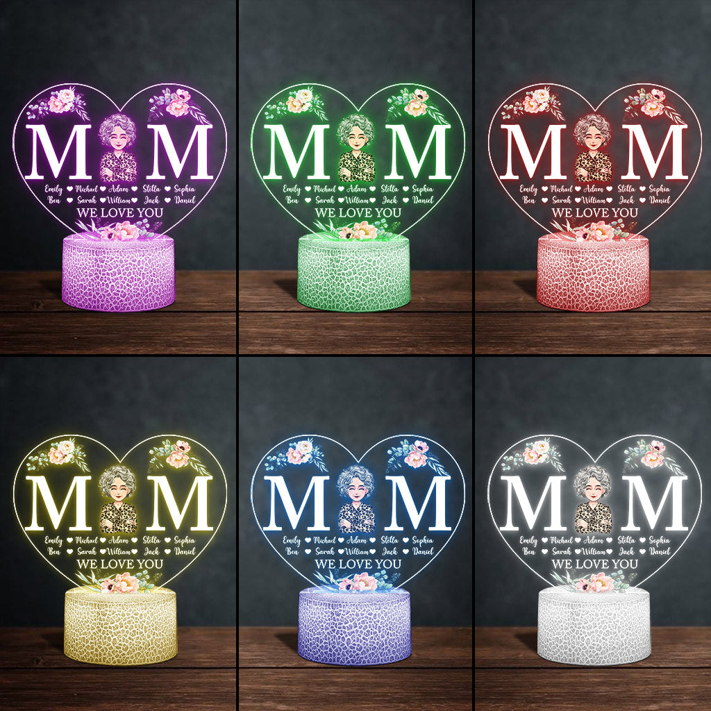 Mom - Personalized Mother's Day Mother Shaped Plaque Light Base
