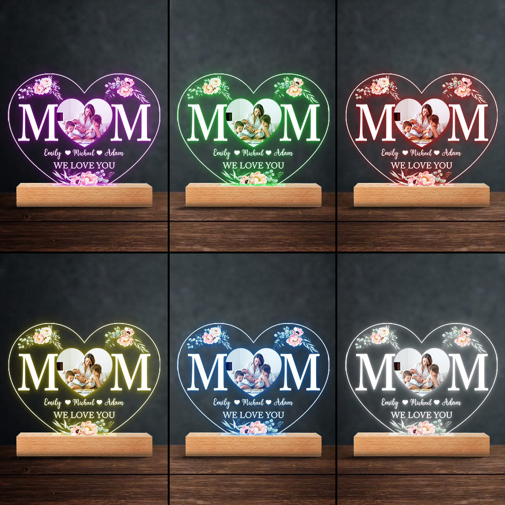 Mom - Personalized Mother's Day Mother Shaped Plaque Light Base