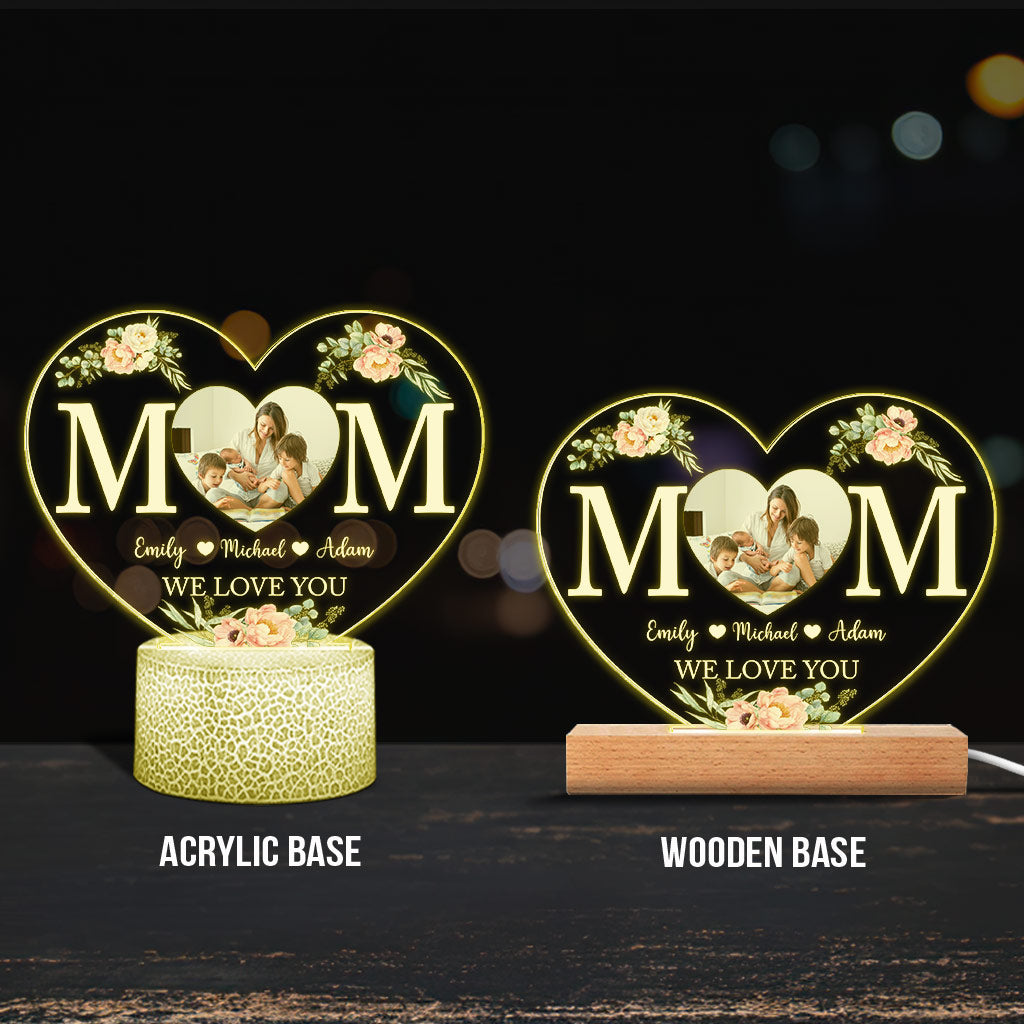 Mom - Personalized Mother's Day Mother Shaped Plaque Light Base