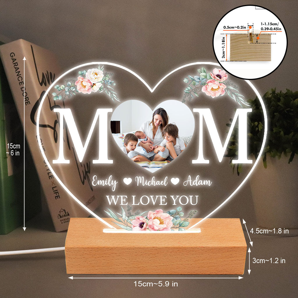 Mom - Personalized Mother's Day Mother Shaped Plaque Light Base