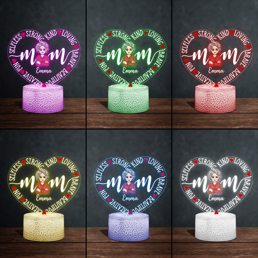 Mom - Personalized Mother's Day Mother Shaped Plaque Light Base
