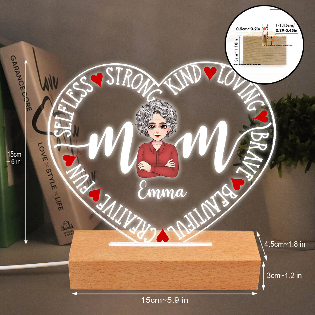 Mom - Personalized Mother's Day Mother Shaped Plaque Light Base