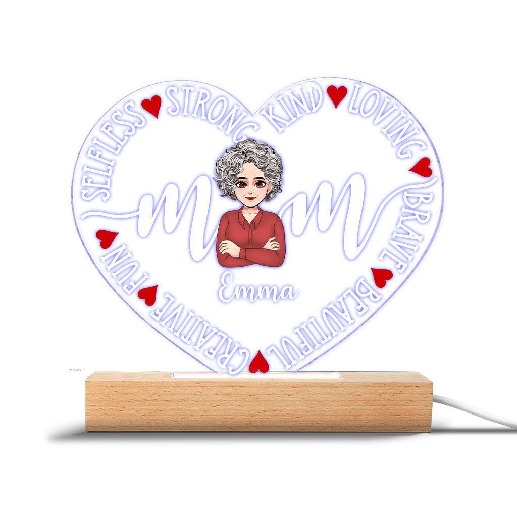 Mom - Personalized Mother's Day Mother Shaped Plaque Light Base