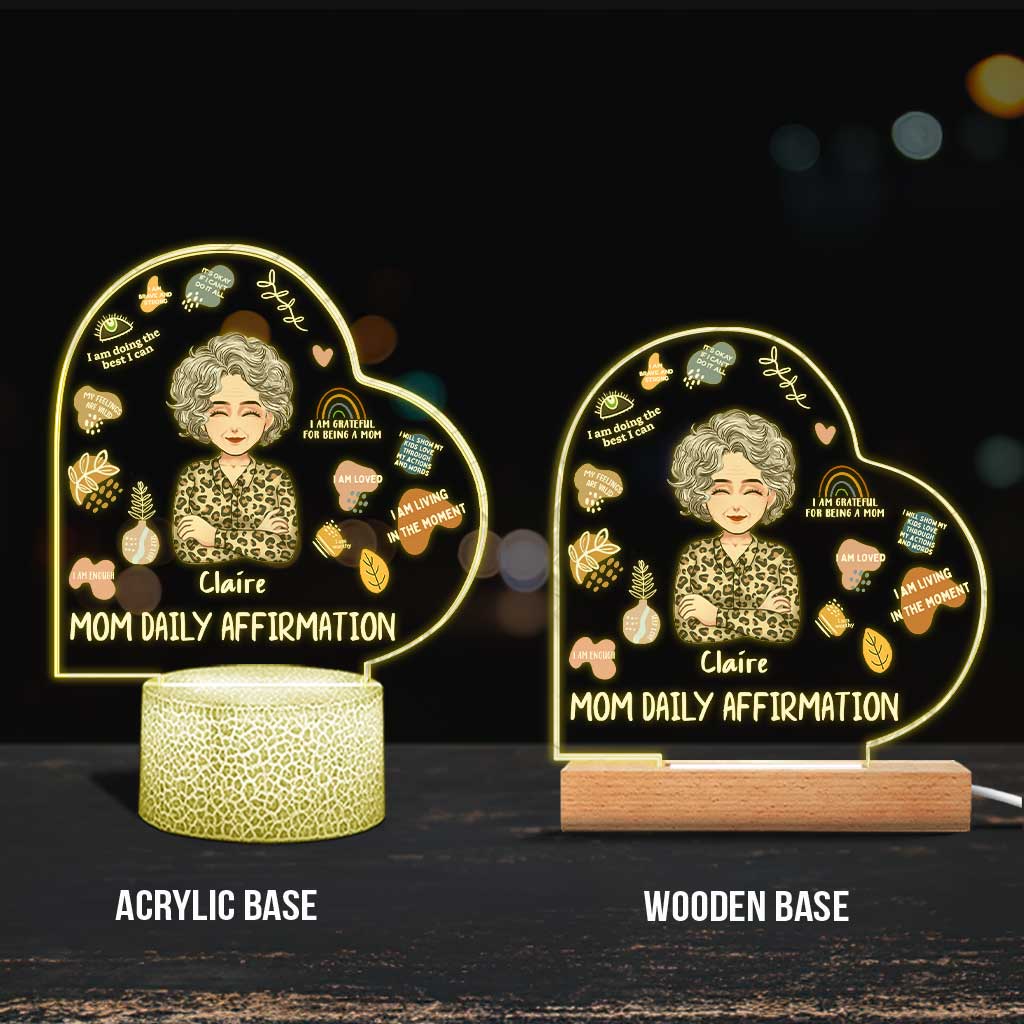 Mom Daily Affirmation - Personalized Mother's Day Mother Shaped Plaque Light Base