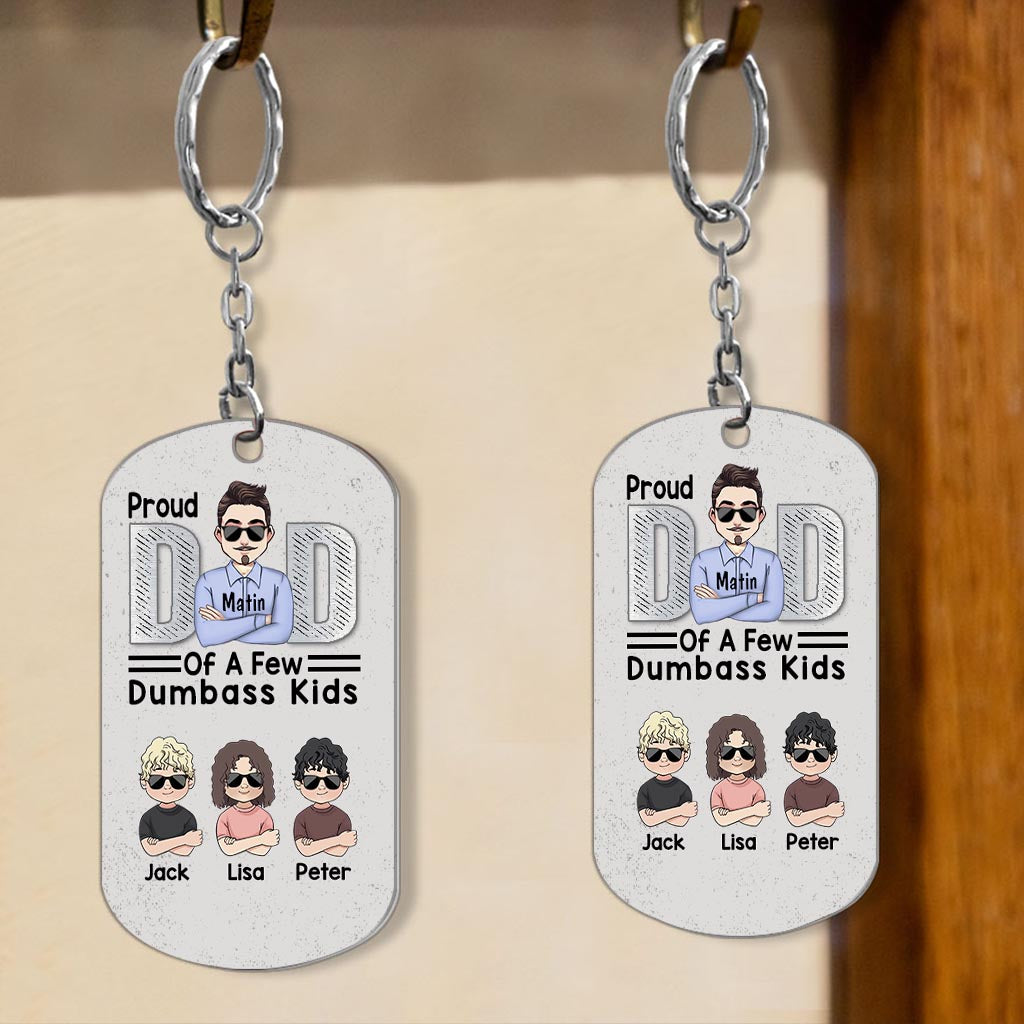 Proud Dad Of A Few - Personalized Father's Day Father Stainless Steel Keychain