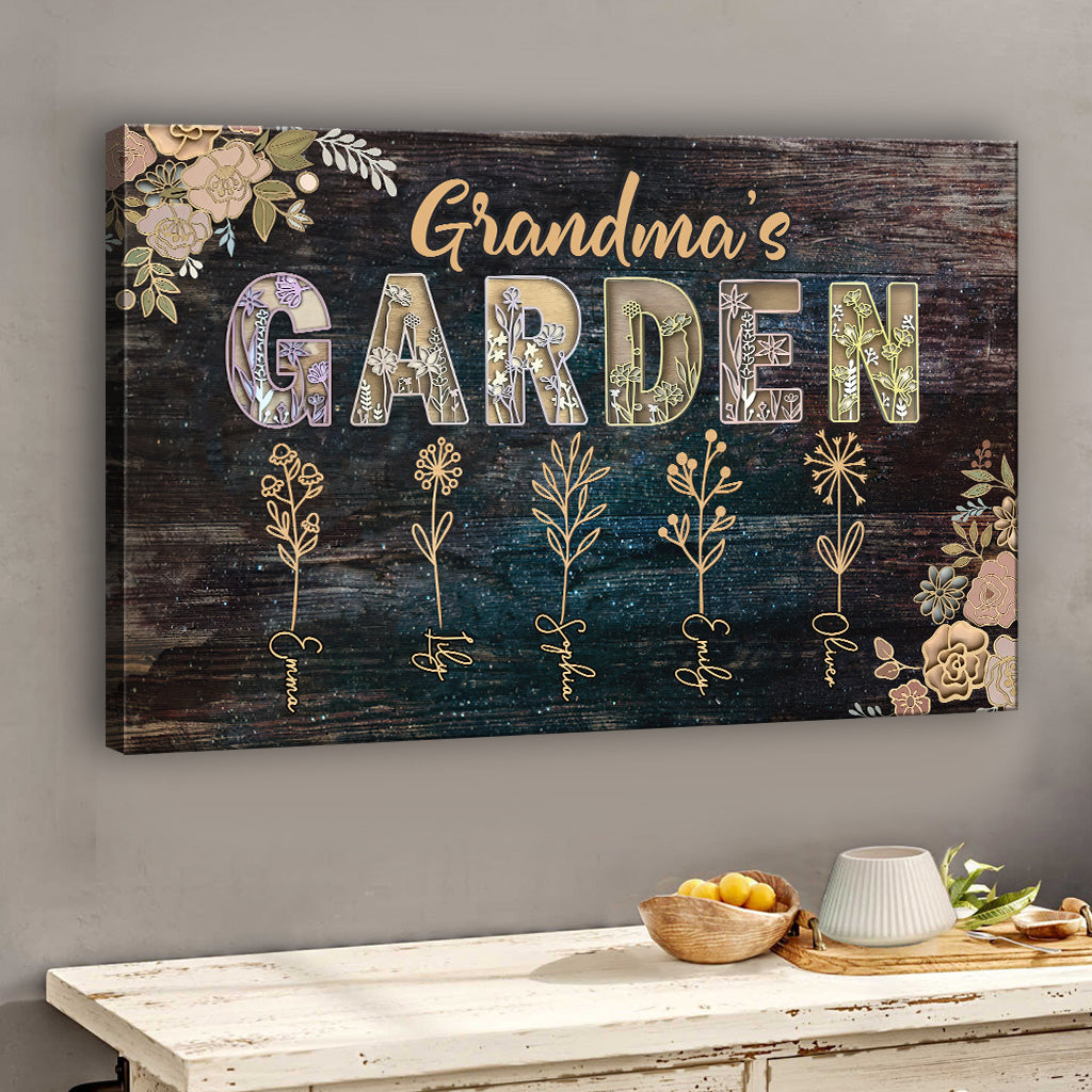 Grandma's Garden - Gift for grandma, mom - Personalized Canvas And Poster