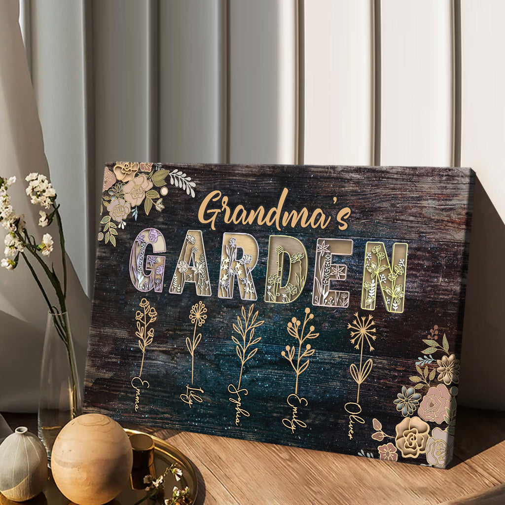 Grandma's Garden - Gift for grandma, mom - Personalized Canvas And Poster