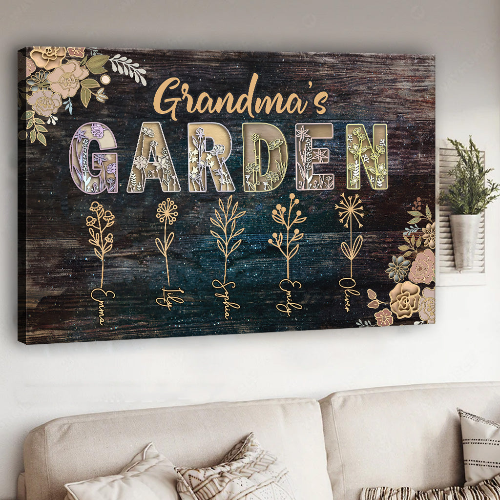 Grandma's Garden - Gift for grandma, mom - Personalized Canvas And Poster