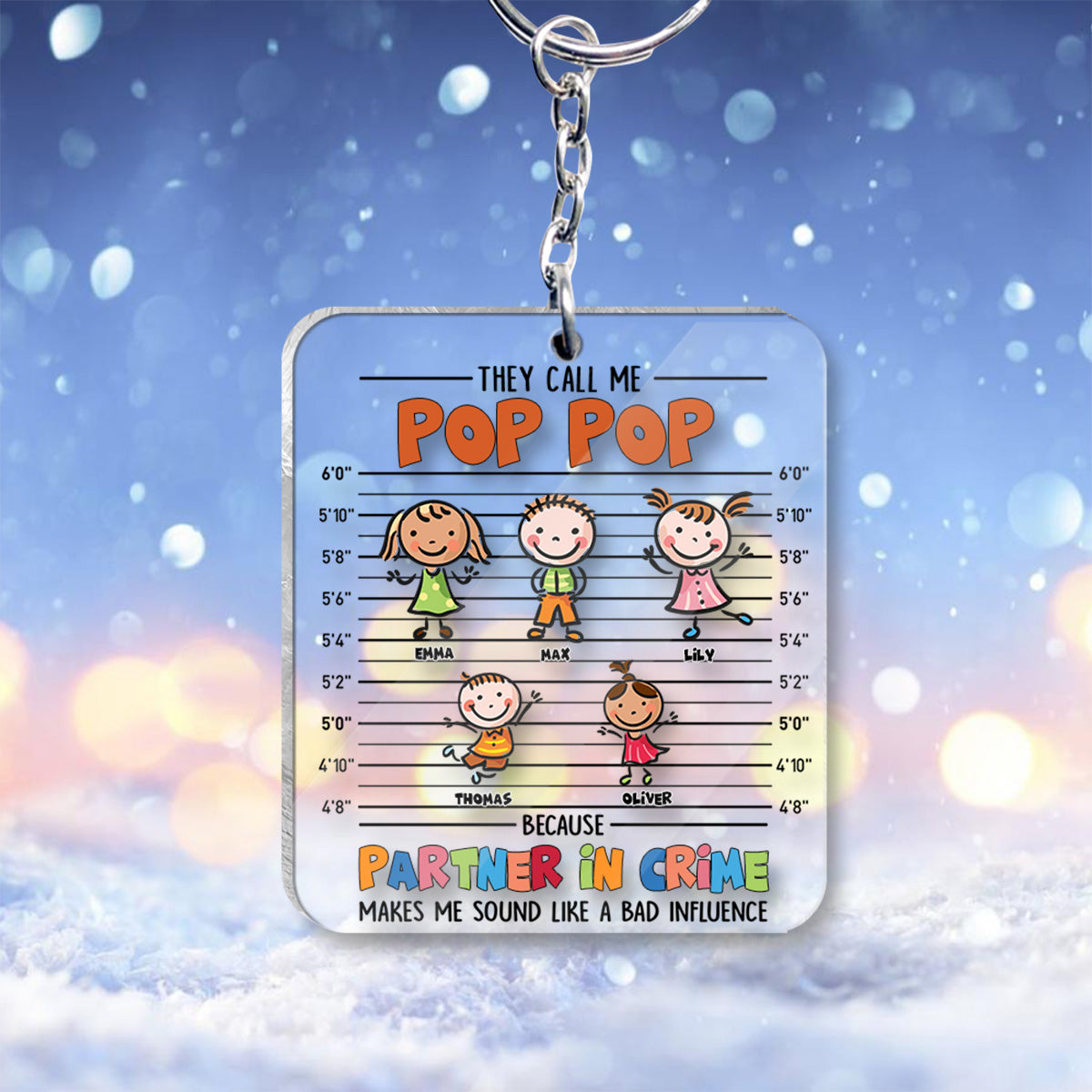 Partner In Crime - Gift for grandpa, grandma, mom, dad, uncle, aunt, brother, sister - Personalized Keychain