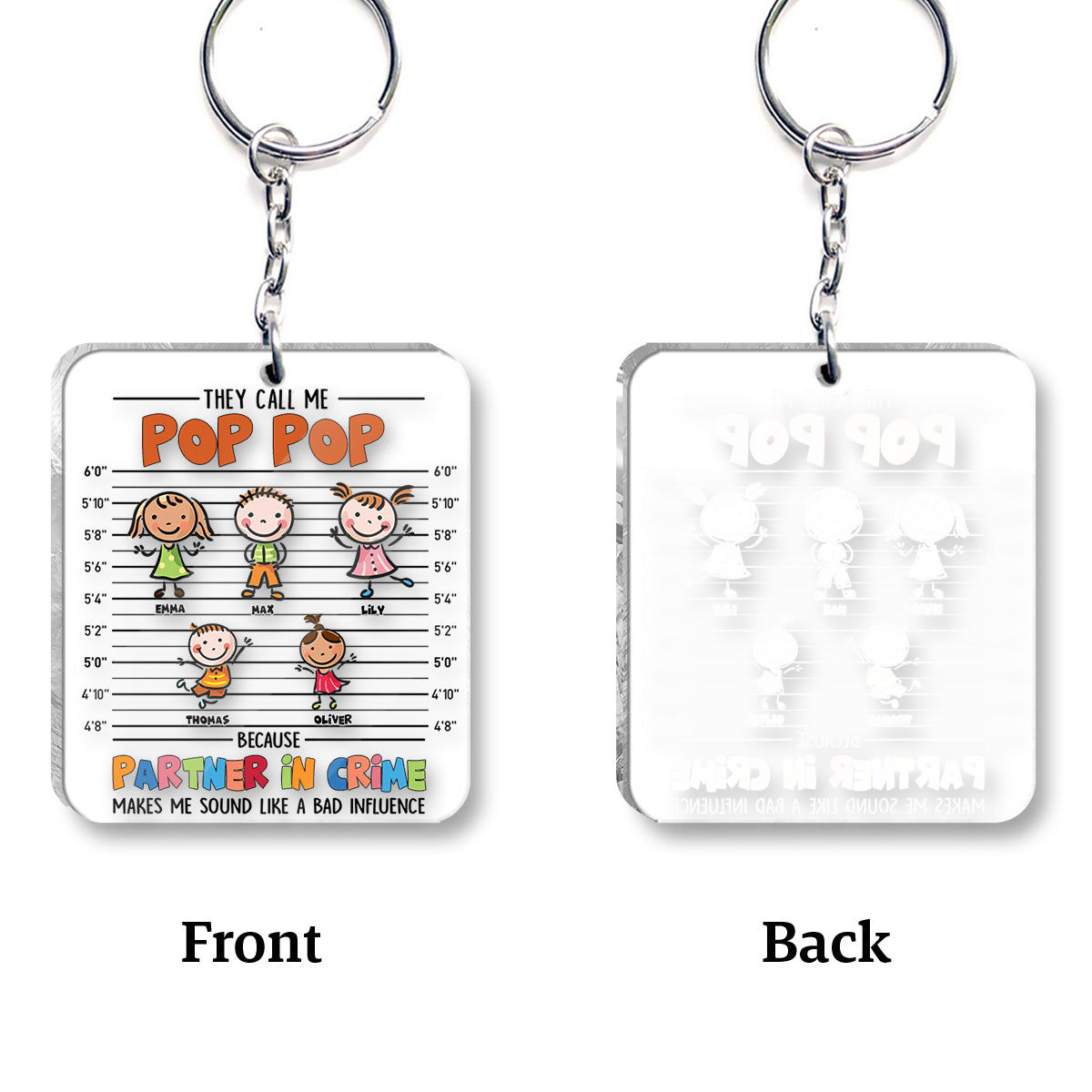 Partner In Crime - Gift for grandpa, grandma, mom, dad, uncle, aunt, brother, sister - Personalized Keychain