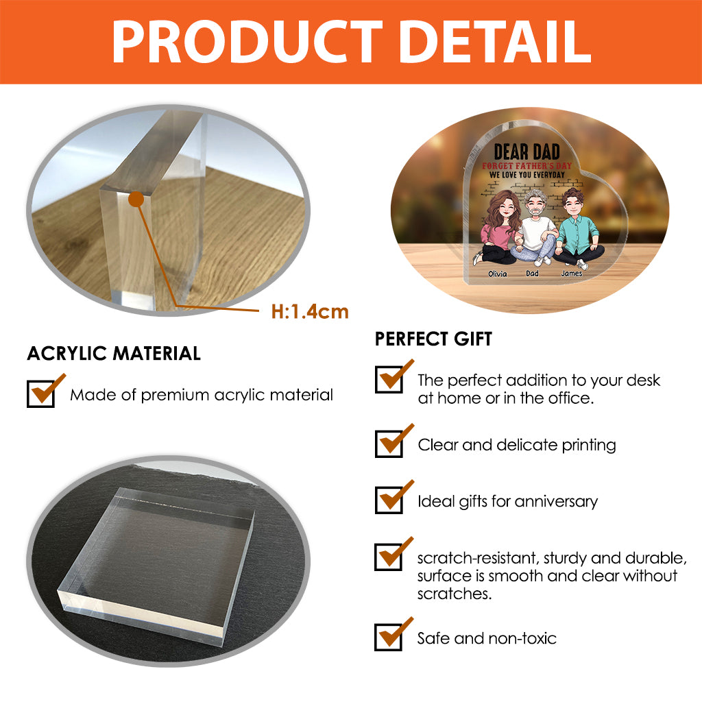 Dear Dad - Personalized Father's Day Father Custom Shaped Acrylic Plaque