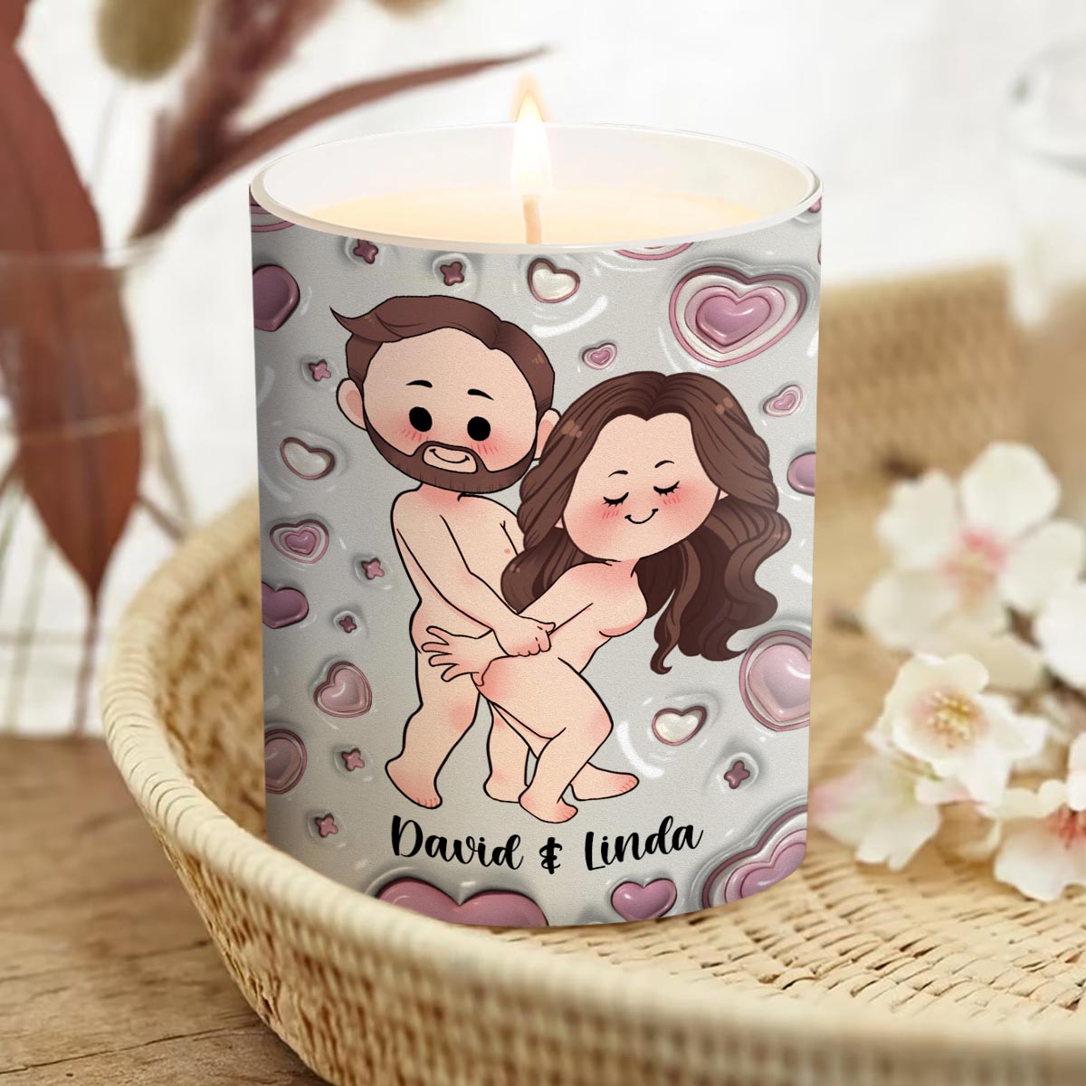 Blow So I Can - Personalized Couple Candle With Wooden Lid