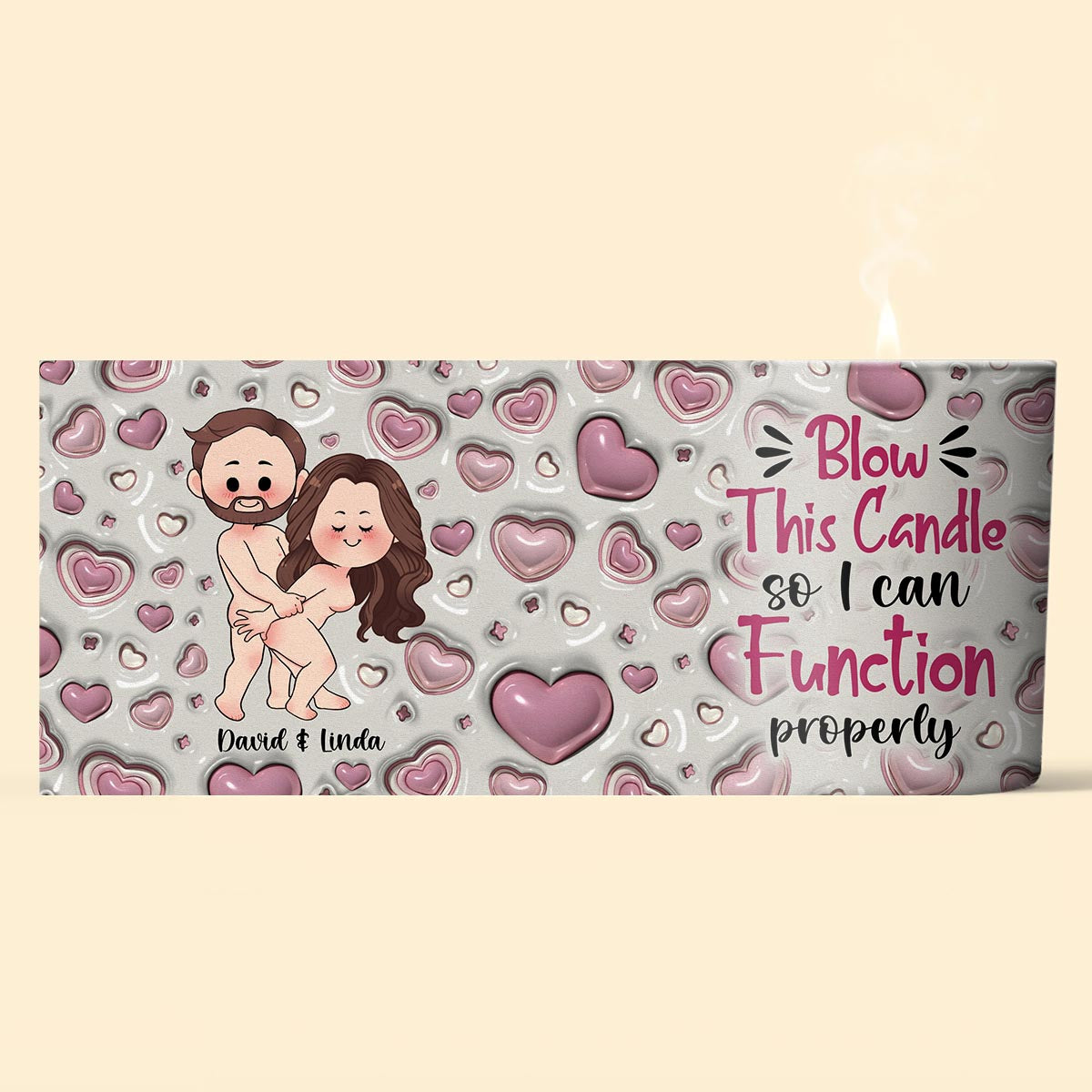 Blow So I Can - Personalized Couple Candle With Wooden Lid