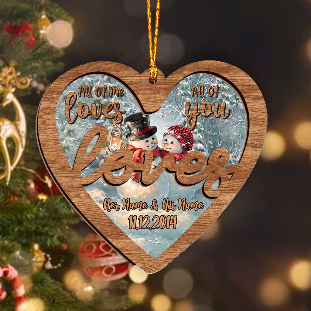 All Of Me Loves - Personalized Christmas Couple Layers Mix Ornament