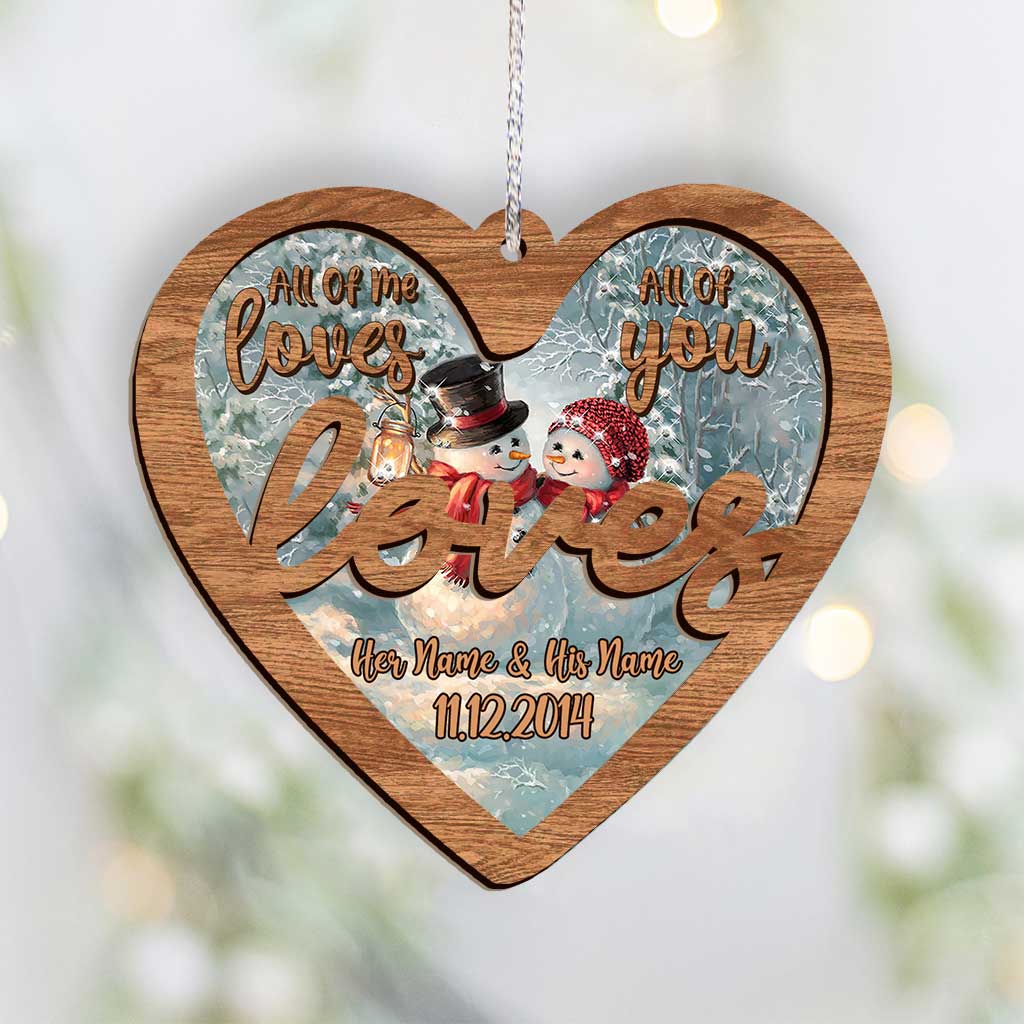 All Of Me Loves - Personalized Christmas Couple Layers Mix Ornament