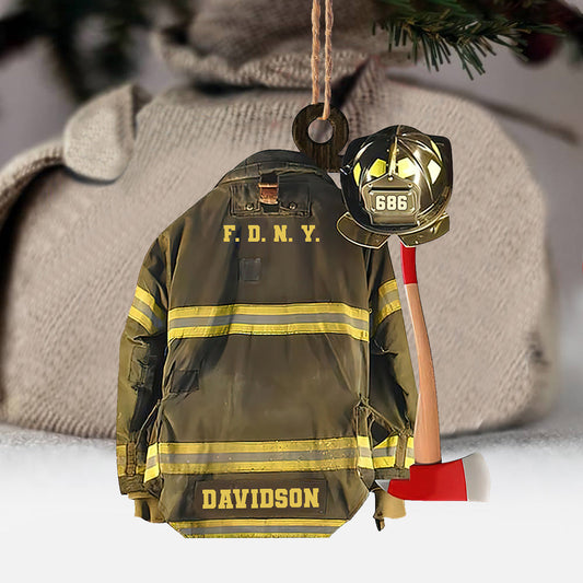 Meine Uniform – Personalisierter Feuerwehr-Weihnachtsschmuck (beidseitig bedruckt)