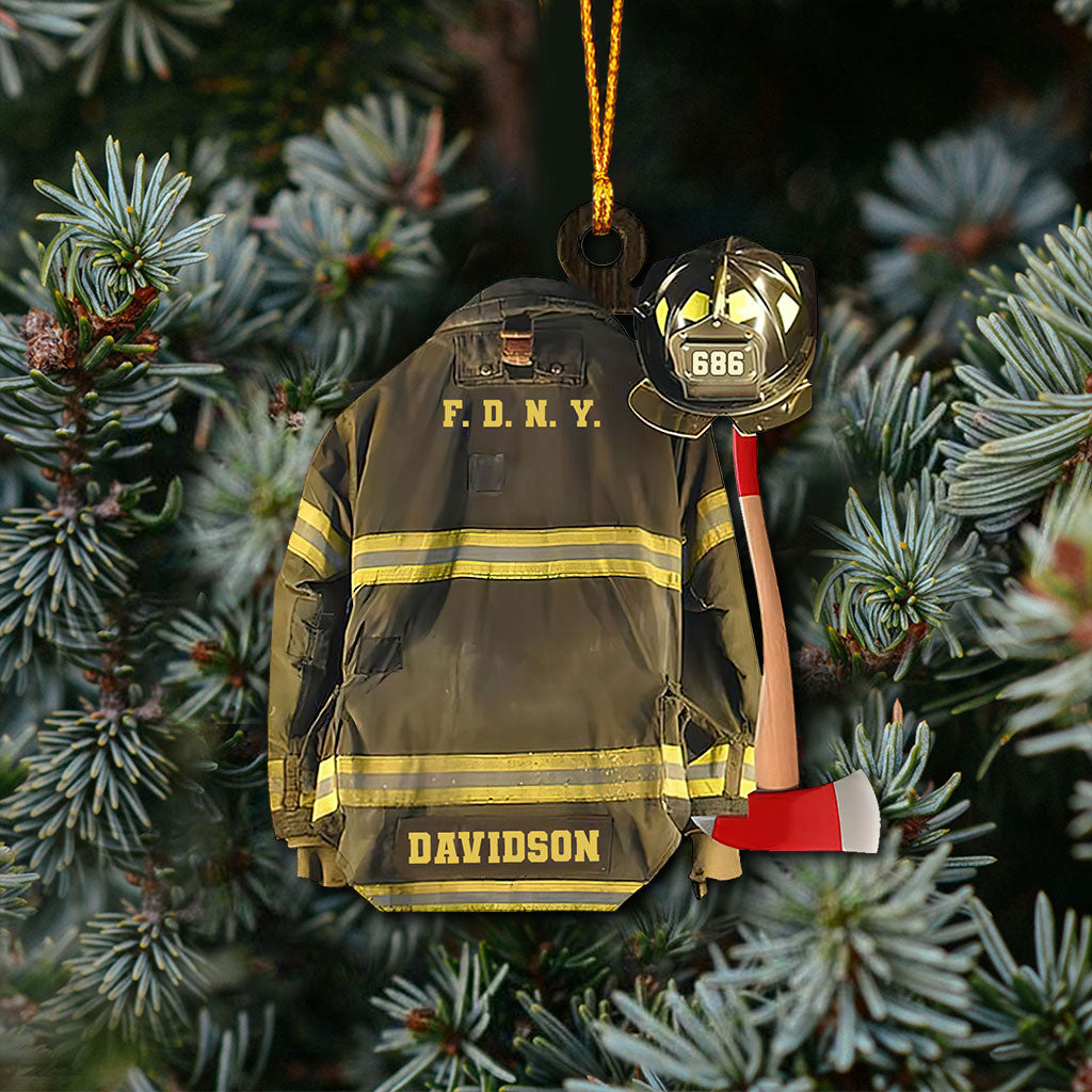 Meine Uniform – Personalisierter Feuerwehr-Weihnachtsschmuck (beidseitig bedruckt)