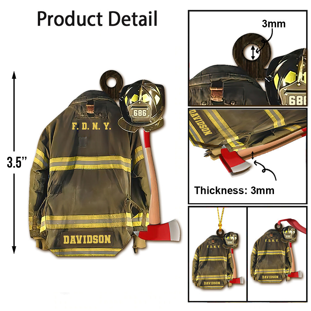 Meine Uniform – Personalisierter Feuerwehr-Weihnachtsschmuck (beidseitig bedruckt)