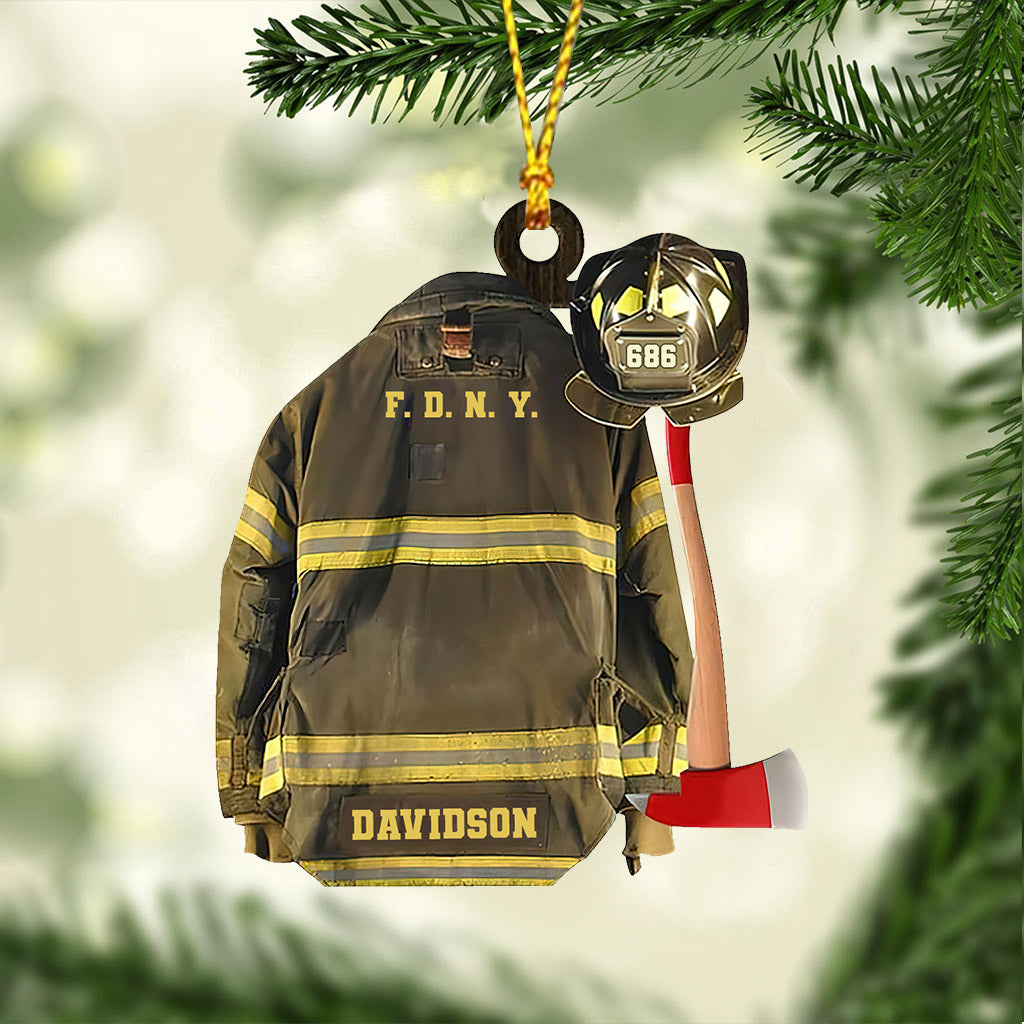 Meine Uniform – Personalisierter Feuerwehr-Weihnachtsschmuck (beidseitig bedruckt)