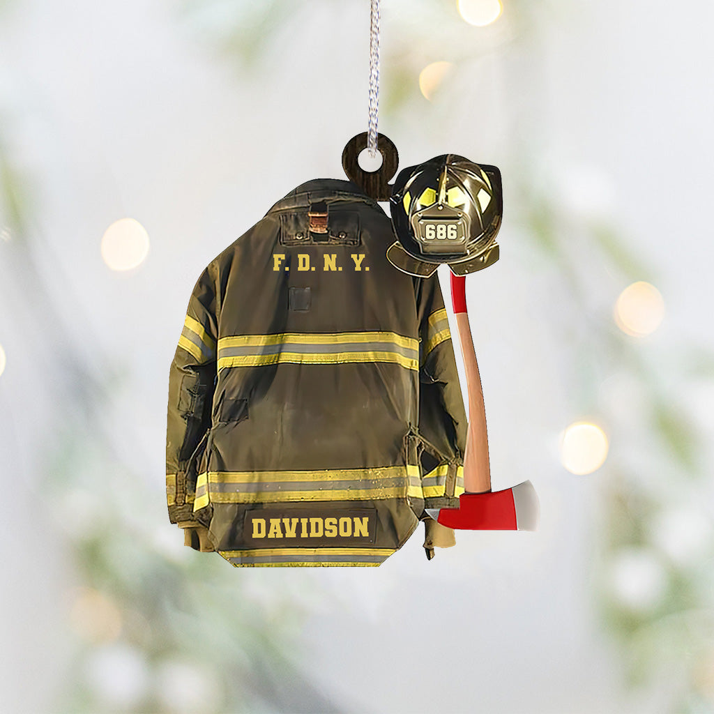 Meine Uniform – Personalisierter Feuerwehr-Weihnachtsschmuck (beidseitig bedruckt)