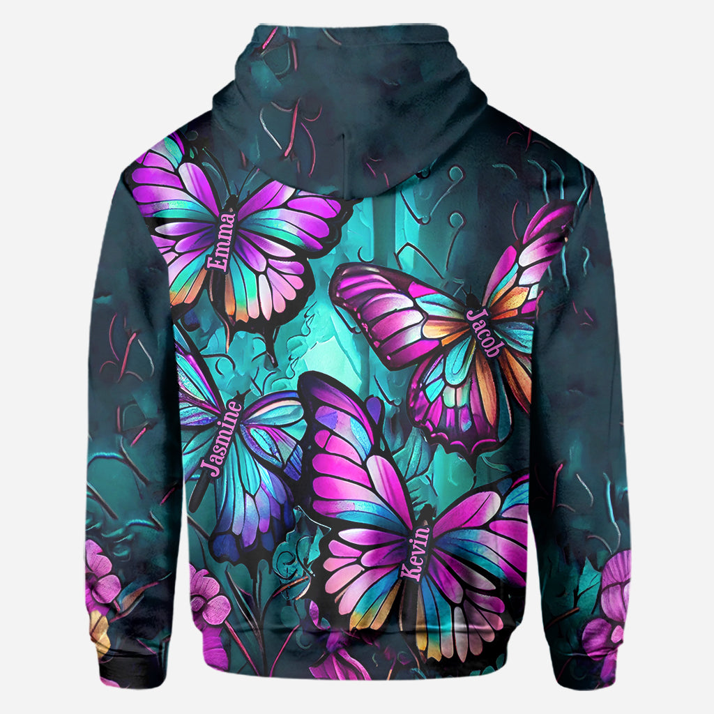 Grandma's Butterflies - Personalized Grandma All Over Shirt